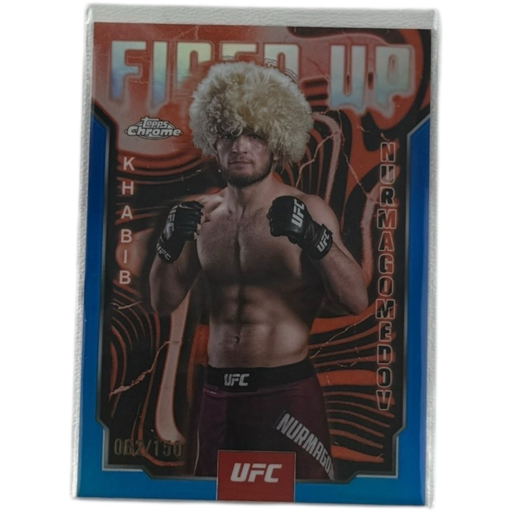 2025 Topps Chrome UFC Khabib Nurmagomedov Fired‎ Up Blue #62/150 Card